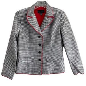 90s SPENSER JEREMY Gingham Red Trim Blazer